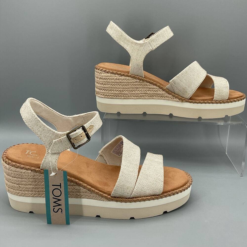 NEW TOMS Women’s Darya Wedge Sandals Natural Size 9